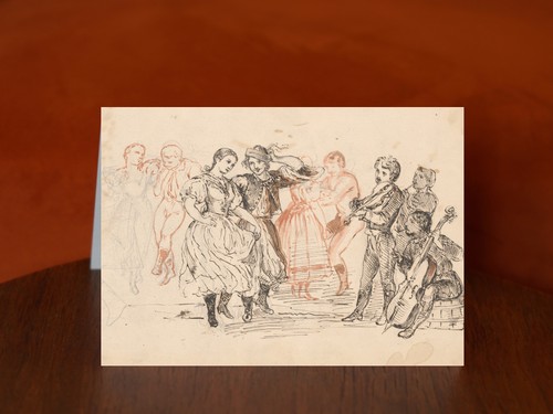 Folk dance greeting card - a5,