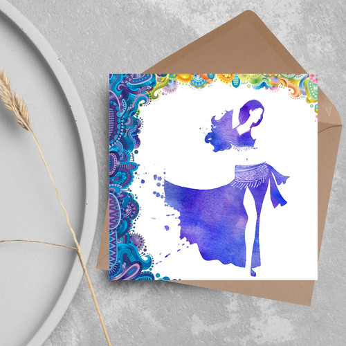 Belly dancing greetings card - belly,
