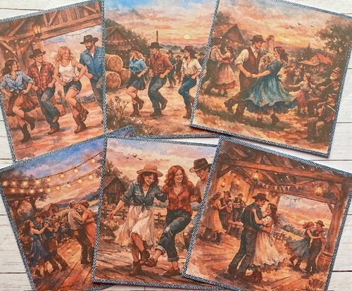 Country line dancing card - country,