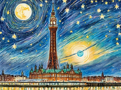 Art starry night - blank, card