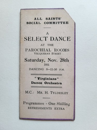 1931 dance card all saints - -,